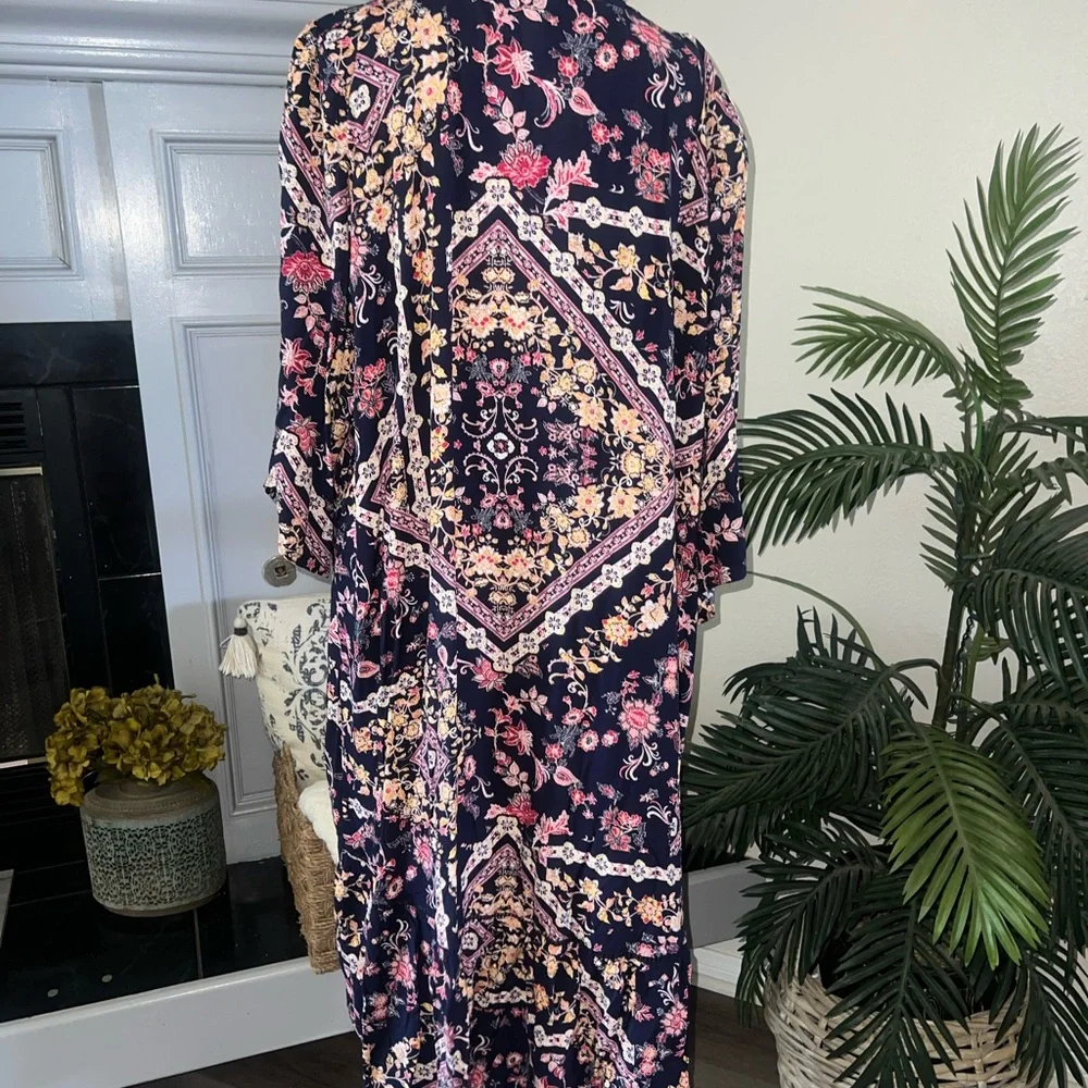 NWT Aveology Paisley Print Kimono Cardigan In Violet Size 22/24 - Picture 4 of 7